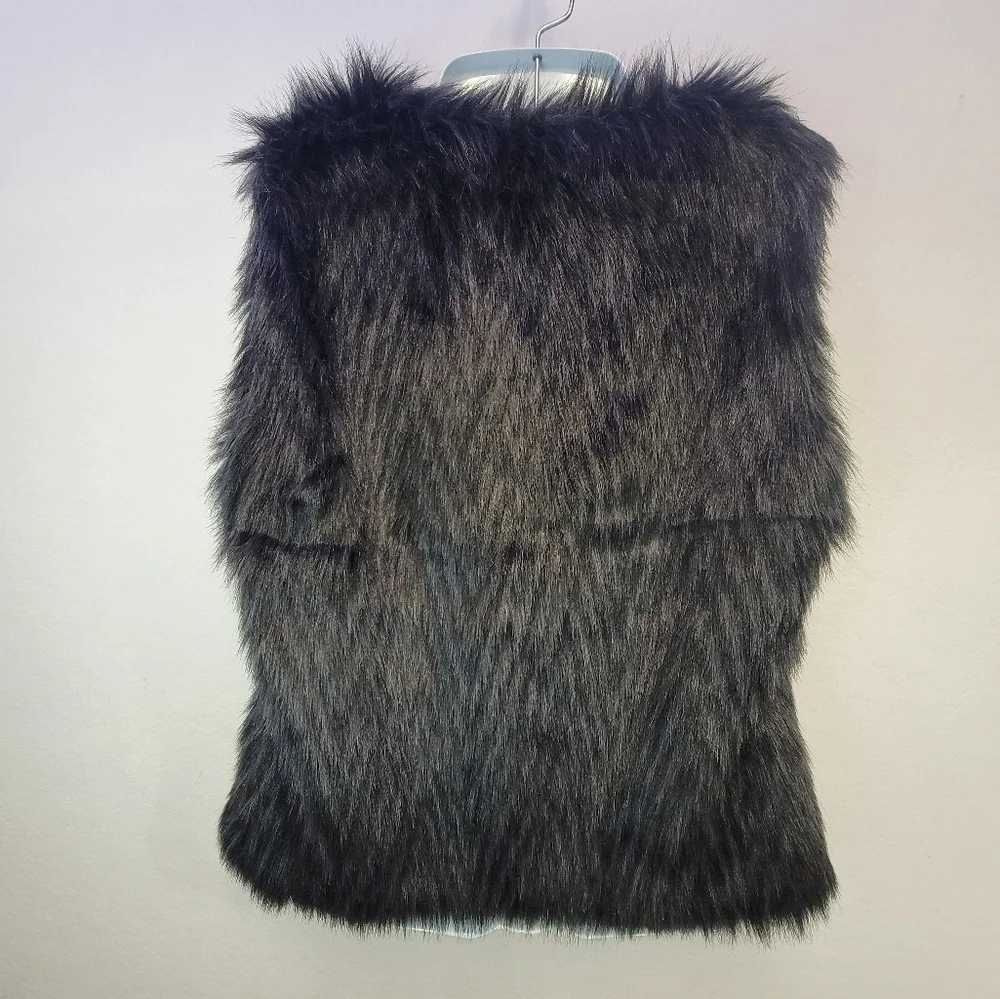 Say What? Womens Hook and Eye Closure Black Faux Fur Vest Women's Size XL New
